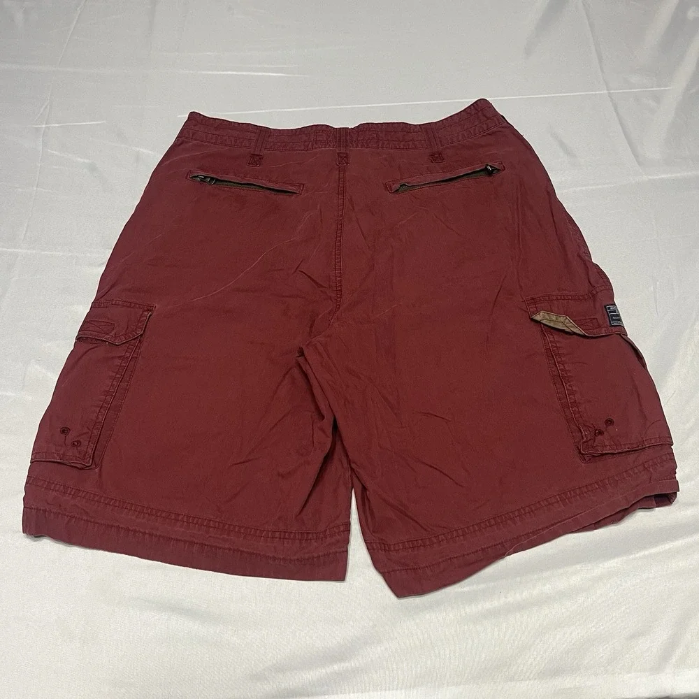 Y2K American Eagle Paratrooper Shorts Mens 34 Maroon Baggy Cargo Utility